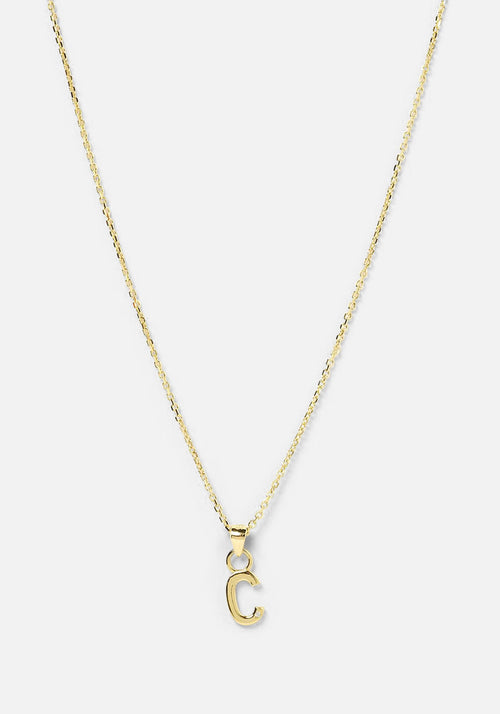 Initial Gold Charm Necklace C
