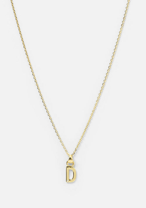 Initial Gold Charm Necklace D
