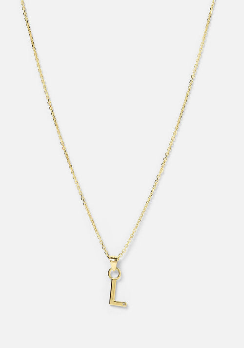 Initial Gold Charm Necklace L