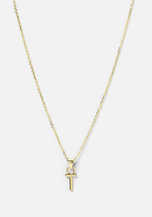 Initial Gold Charm Necklace T