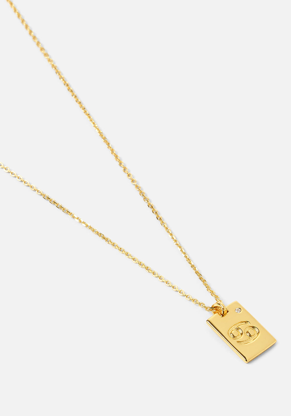 Cancer Zodiac Gold Tag Necklace