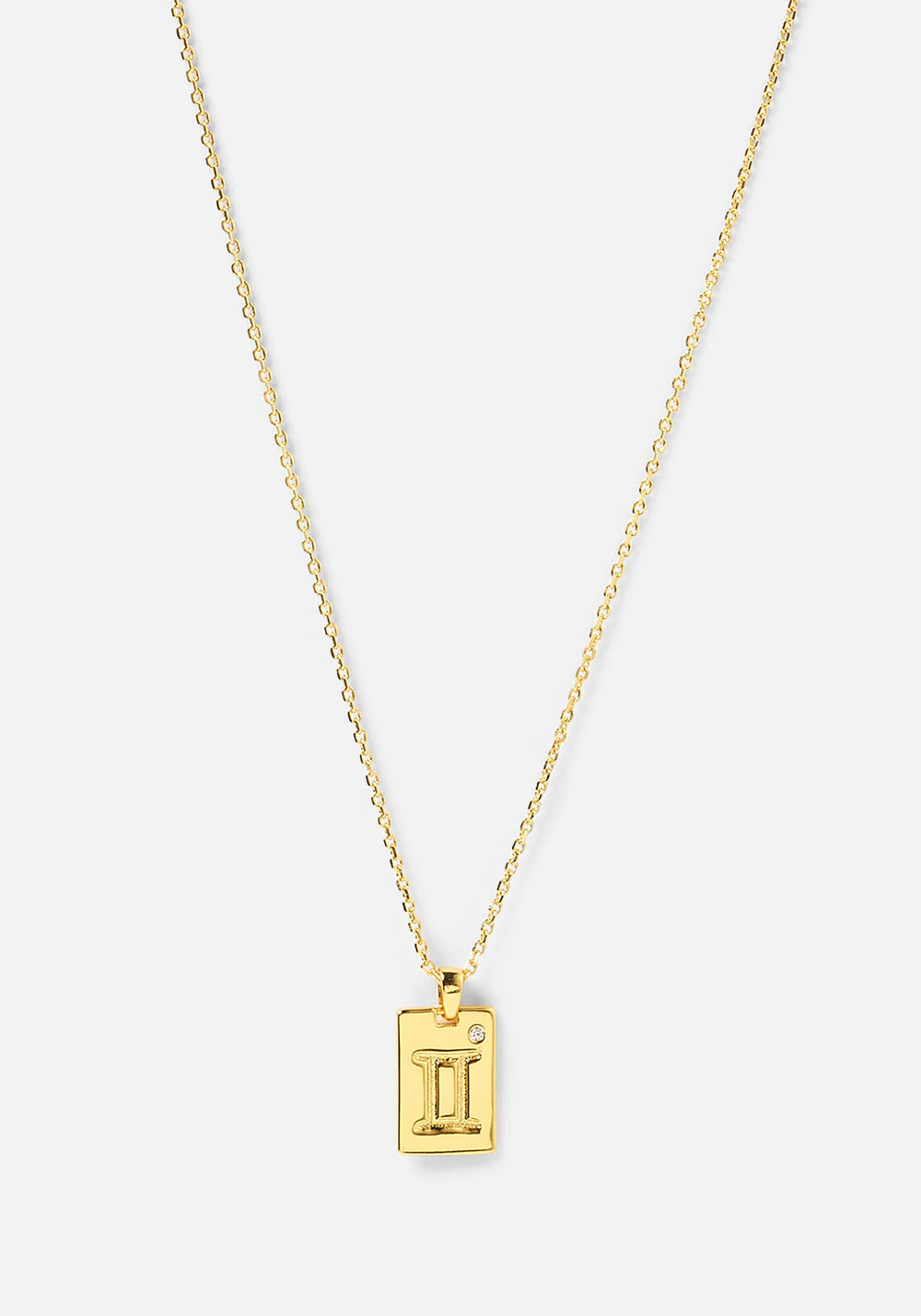 Gemini Zodiac Gold Tag Necklace