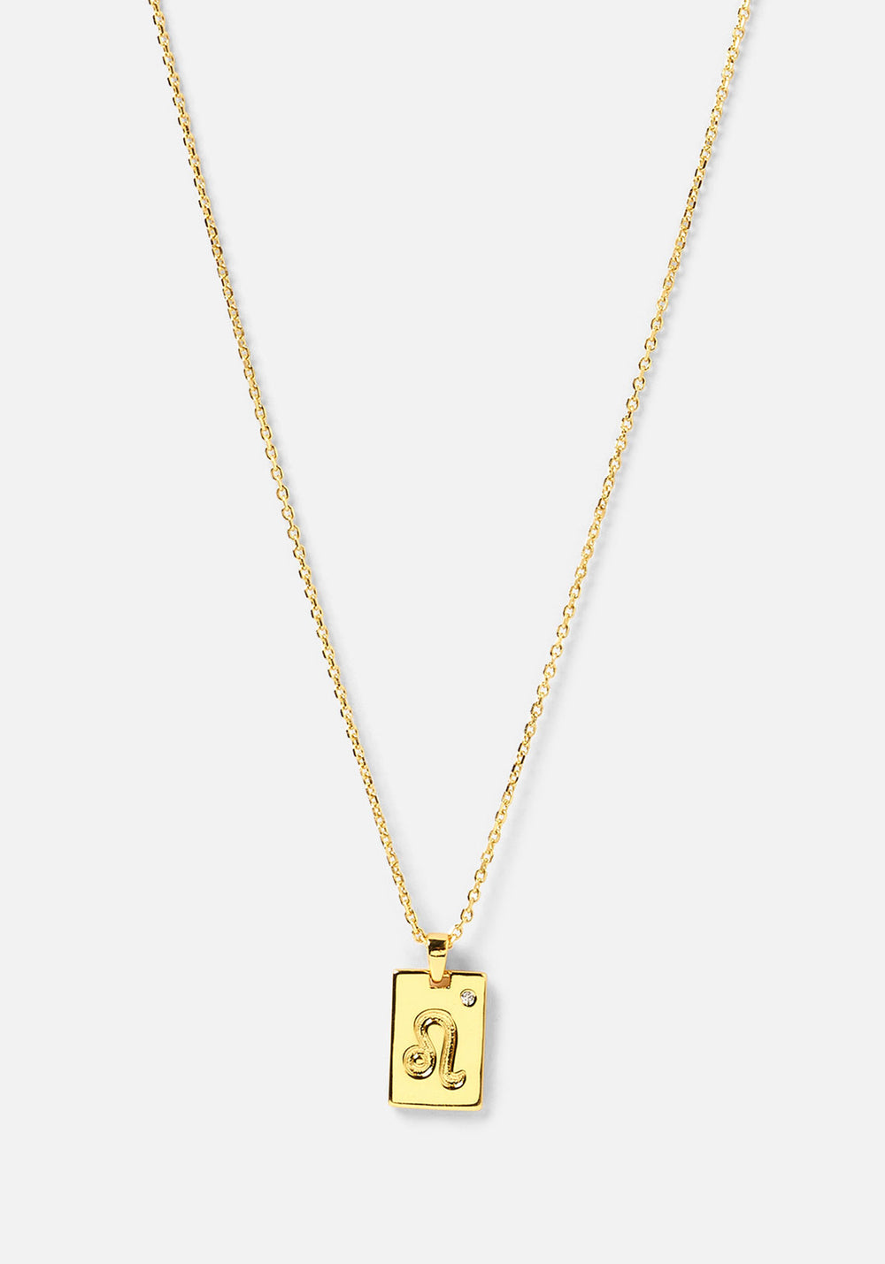 Leo Zodiac Gold Tag Necklace