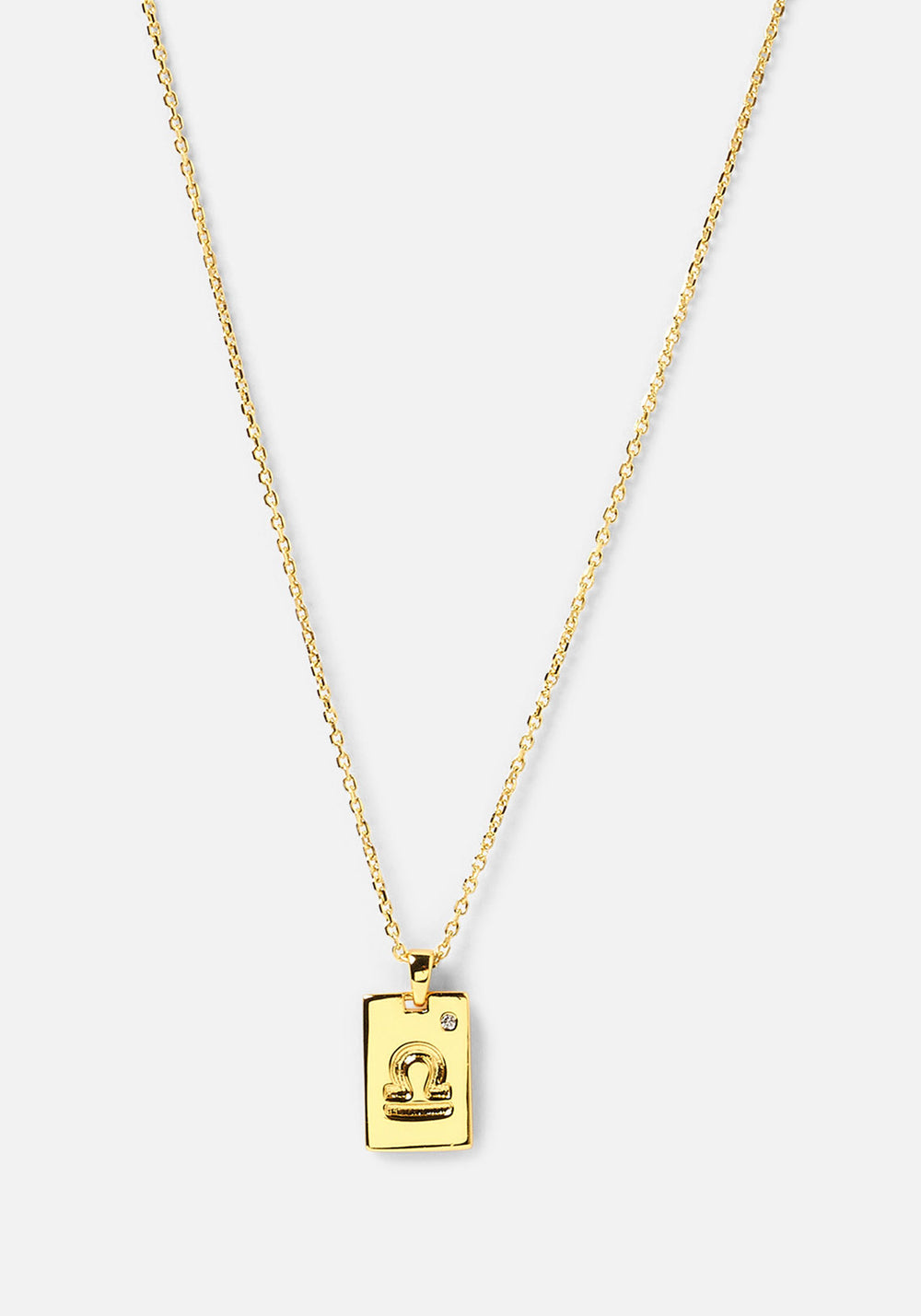 Libra Zodiac Gold Tag Necklace