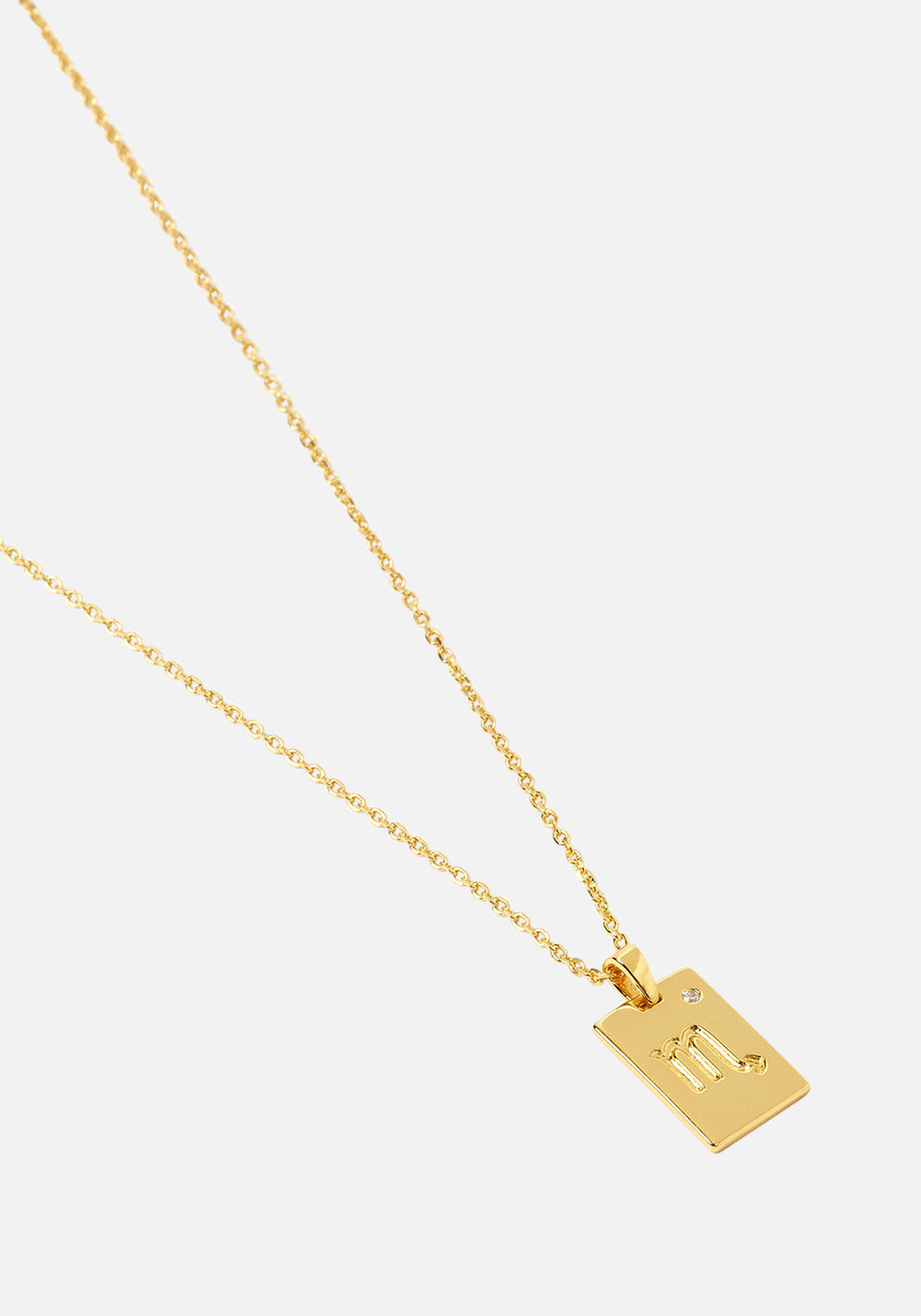 Scorpio Zodiac Gold Tag Necklace