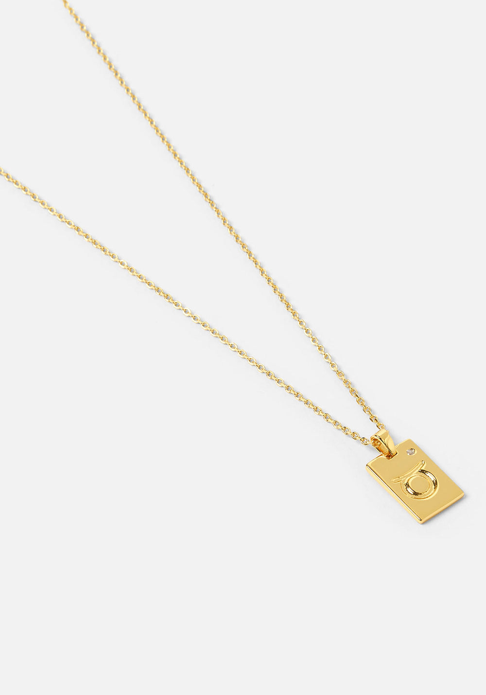 Taurus Zodiac Gold Tag Necklace