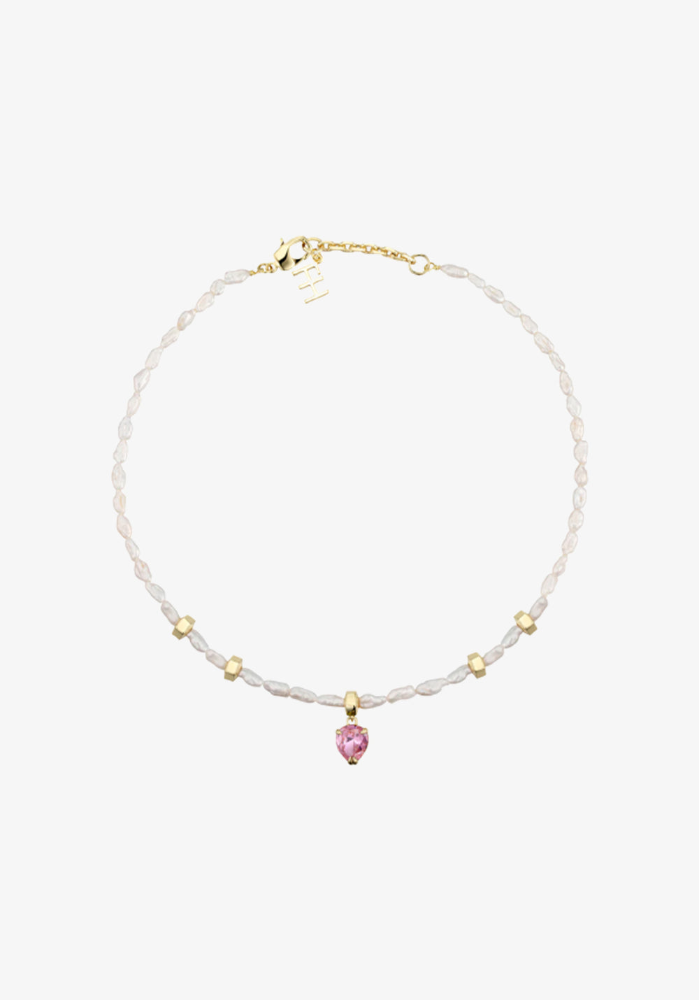 CALI BAROQUE PEARL AND GEMSTONE CHOKER PINK