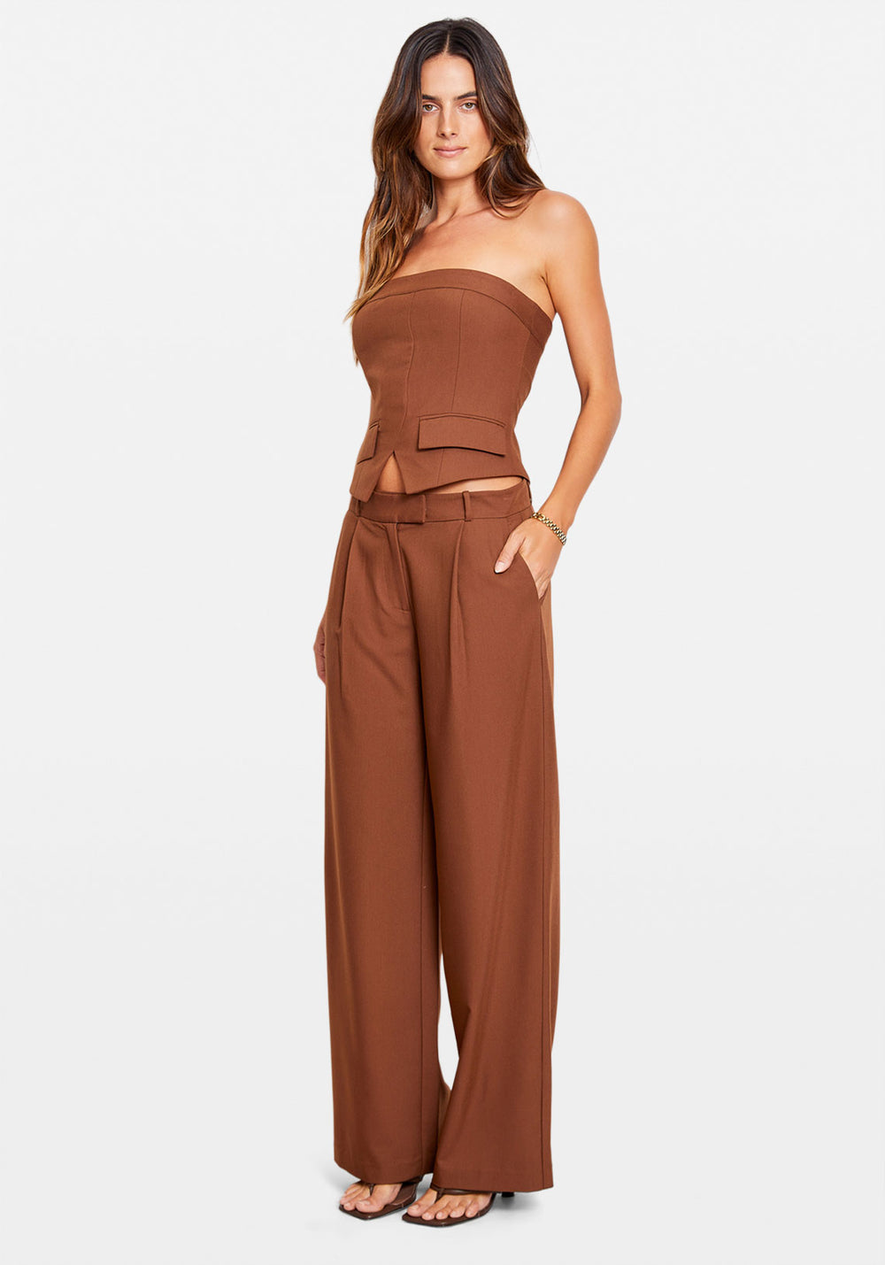 LOW RISE SUIT PANT CHOCOLATE