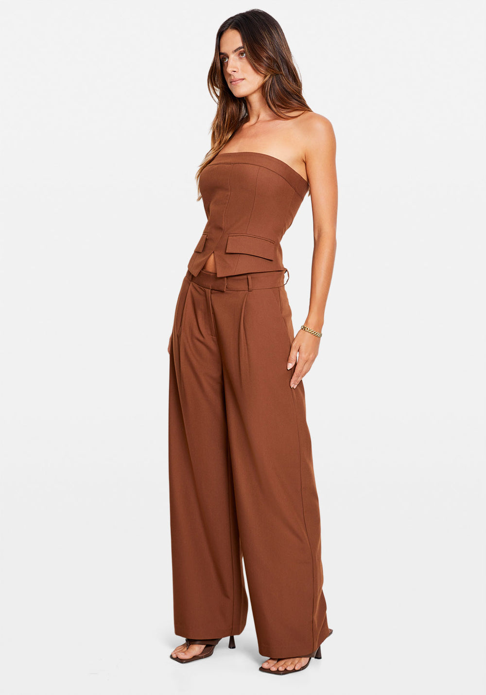 LOW RISE SUIT PANT CHOCOLATE