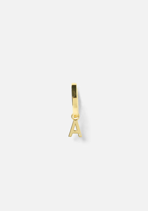 Initial Gold Charm Earring A