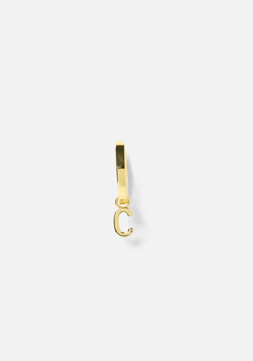 Initial Gold Charm Earring C