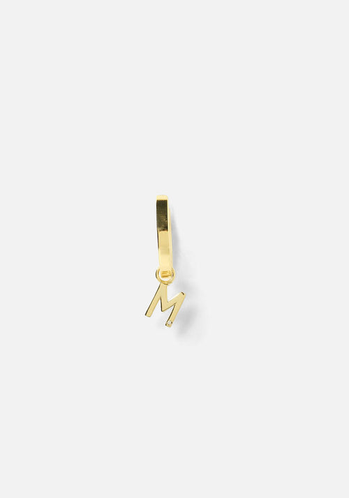 Initial Gold Charm Earring M