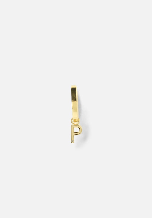 Initial Gold Charm Earring P