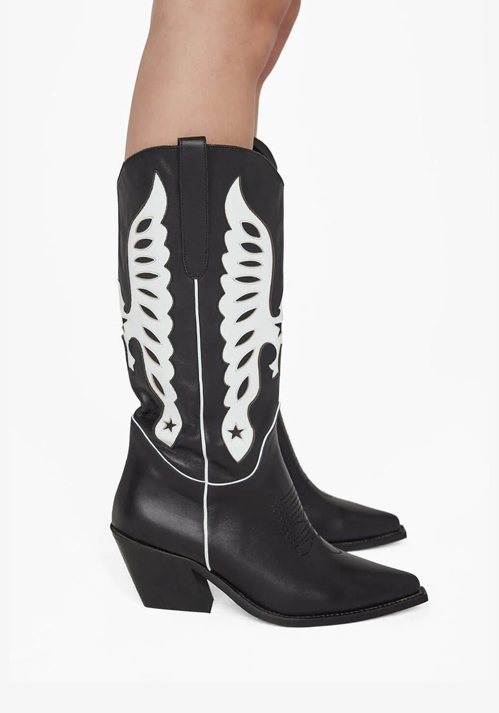 MID CALF TANIA BOOTS BLACK AND WHITE