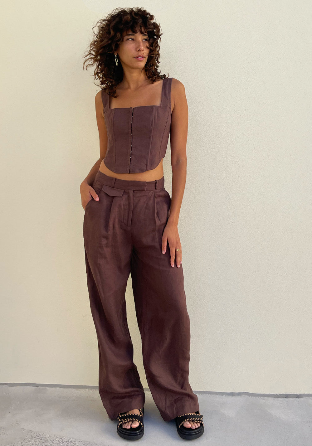 LINEN CORSET CHOCOLATE