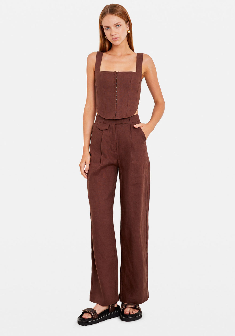 LINEN CORSET CHOCOLATE