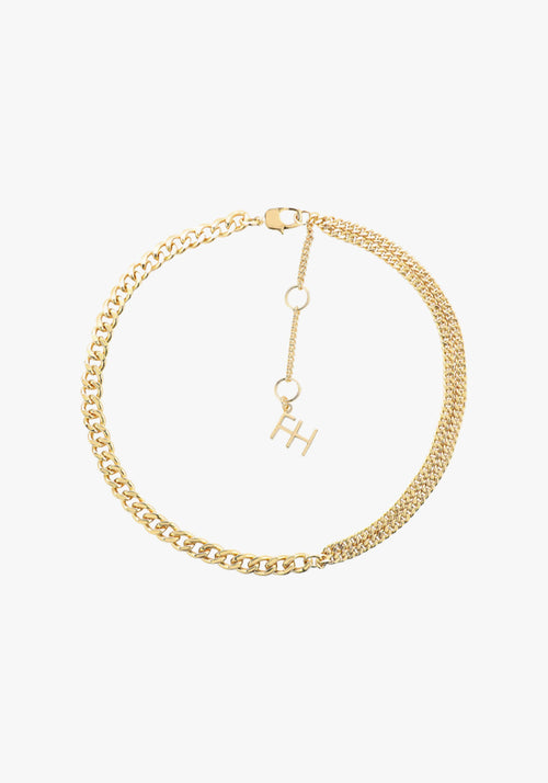 AMPLIFY DOUBLE CURB CHAIN NECKLACE 540MM BRASS/GOLD