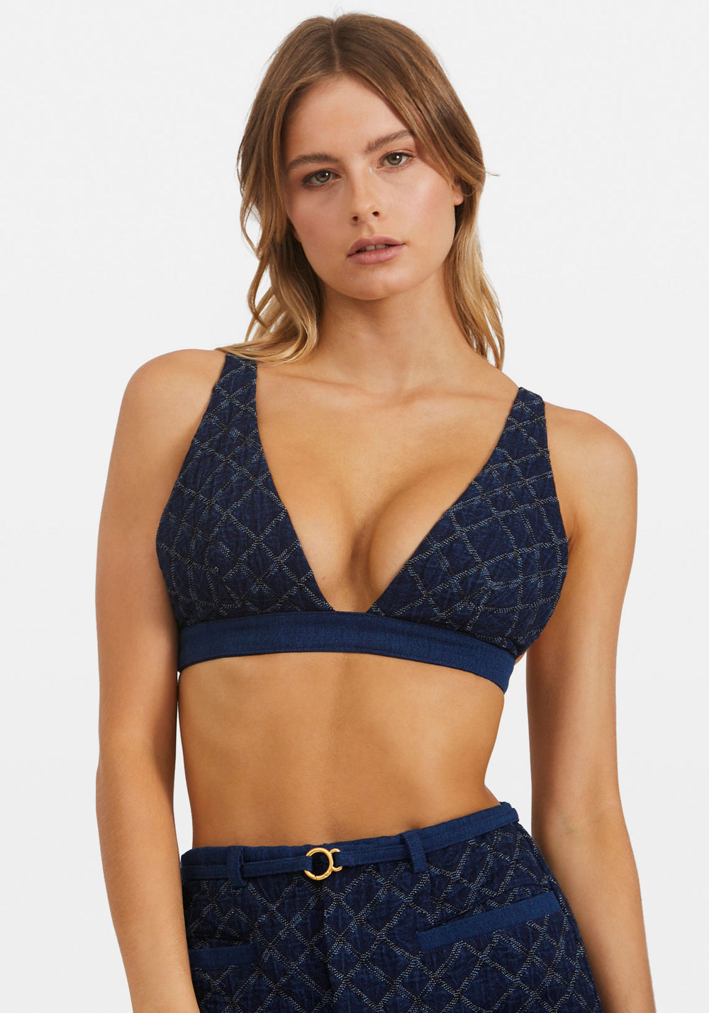 QUILTED DENIM BRA