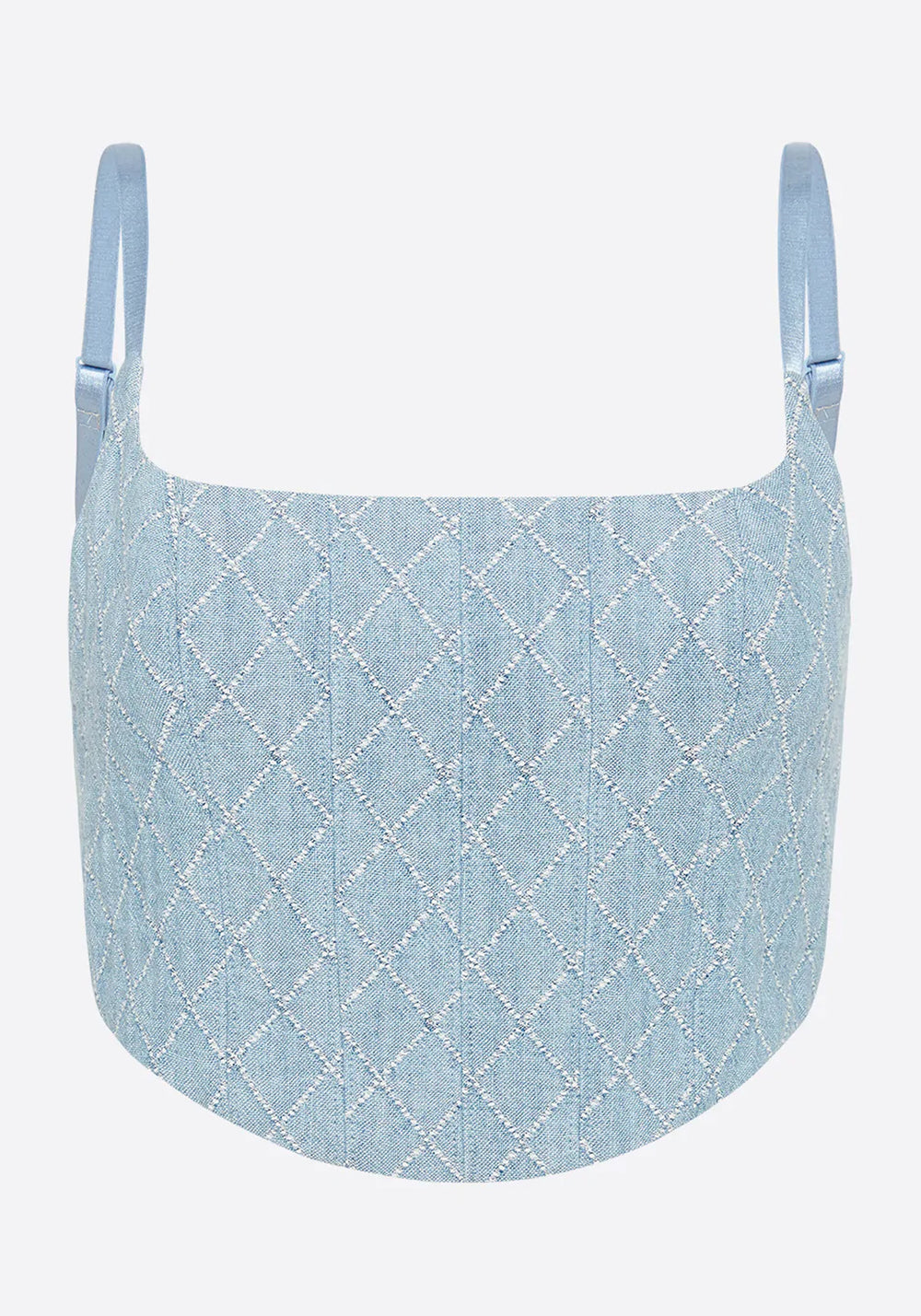 QUILTED DENIM CORSET TOP CHAMBRAY