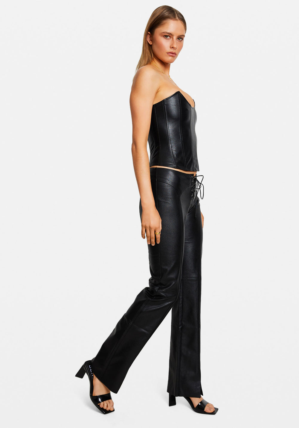 LEIA CORSET BLACK VEGAN LEATHER