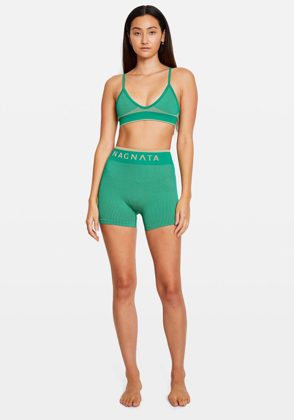TRI RIB BRALET TROPIC GREEN/SANDSTONE