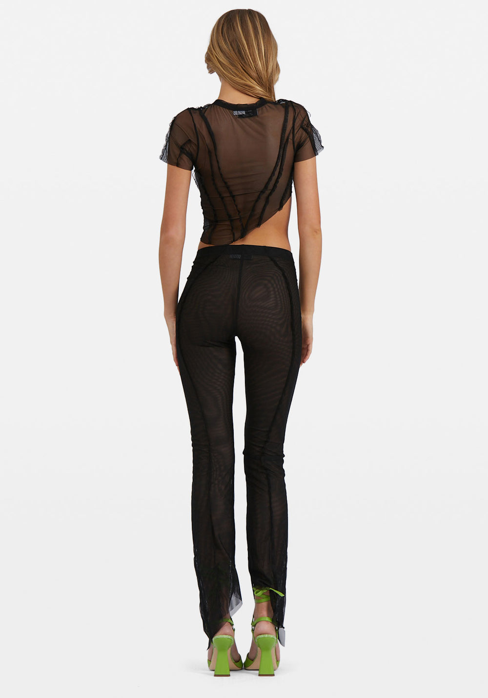 ASYMMETRIC SHORT SLEEVE TEE BLACK MESH