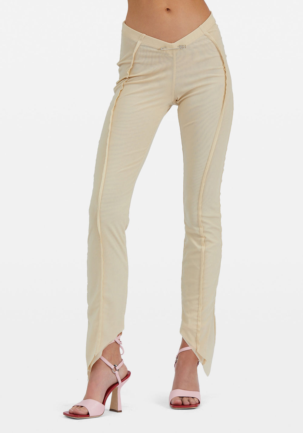 Asymmetric Pants Nude Mesh